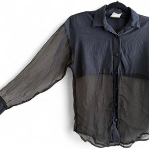 Vintage Sheer Black Women’s Button Down Size Small Top